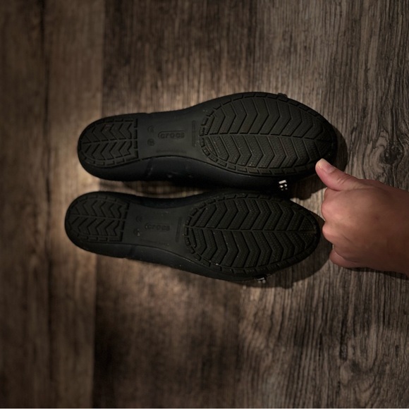 Crocs Black Bling Cap Toe Comfort Ballet Flats Size 10w - Picture 4 of 10